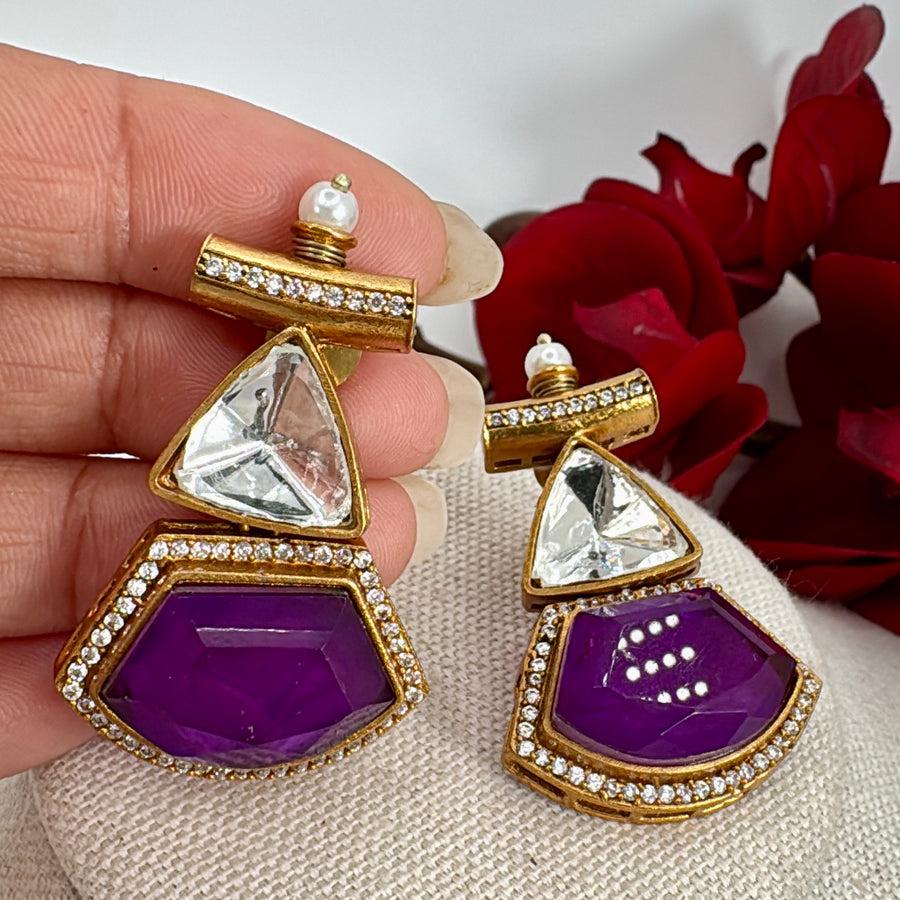 Purple Double Moissanite Earrings