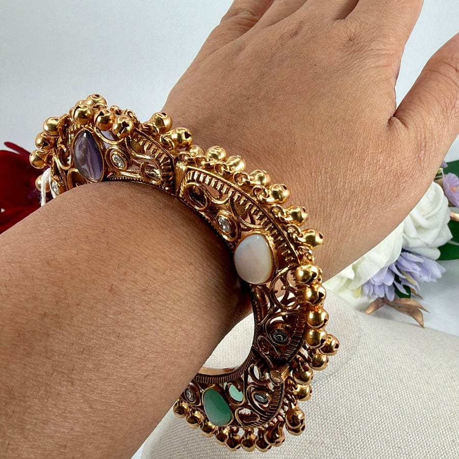 Pastal Multi Apala Inspired Moissanite Bangle(Openable Bangle (Size 2.6)
