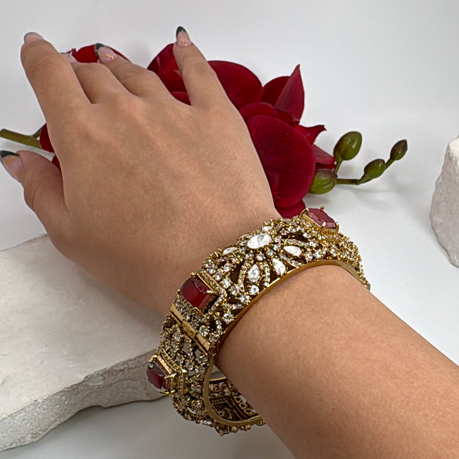 Ruby Moissanite Bangle Openable(Size 2.6)