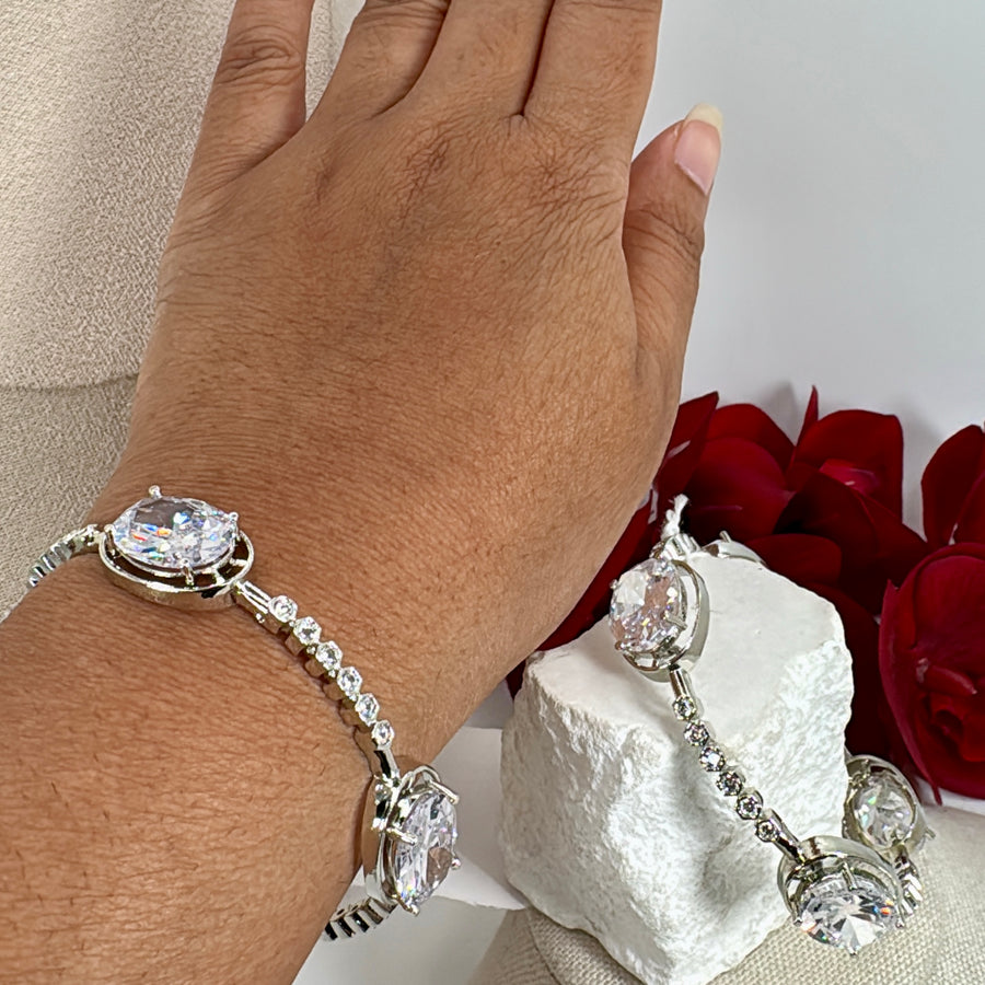 Clear Cubic Zirconia American Diamonds Non-Openable Bangle Pair(Size 2.4)