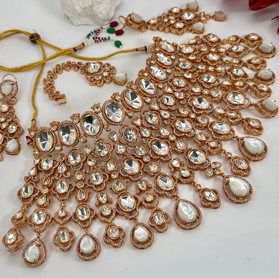 Clear Statement Polki Bridal Necklace Set