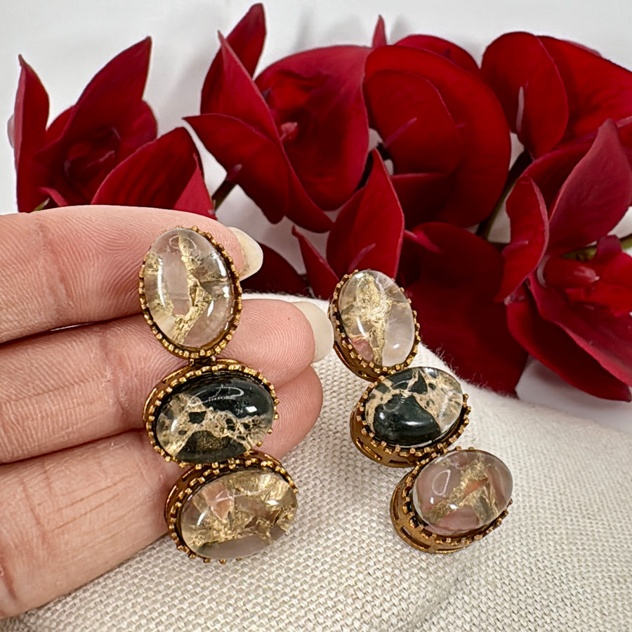 Black Marble Doublet Earrings