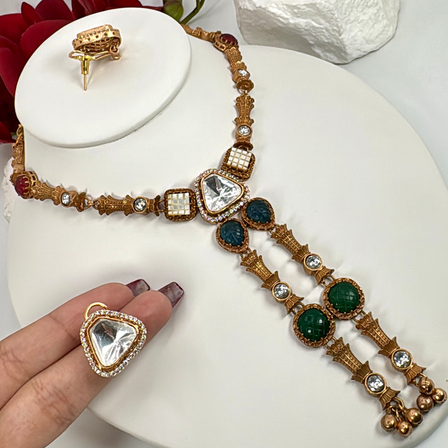 Multi Apala Inspired Moissanite Necklace Set