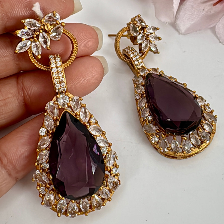 Amethyst Doublet Moissanite Earrings