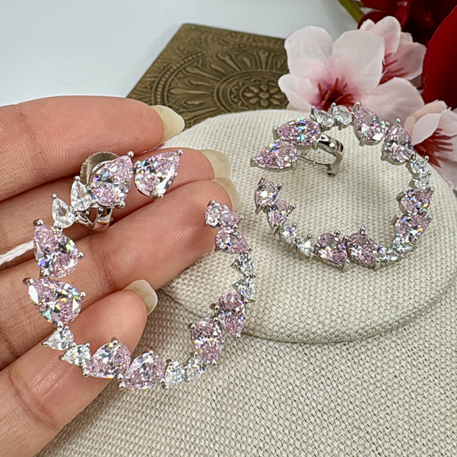 Pink Italian Cubic Zirconia Earrings
