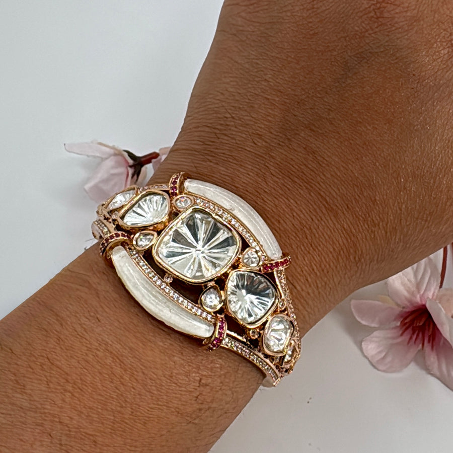 Clear MOP Moissanite Openable Bangle(Fits Size 2.2-2.6)
