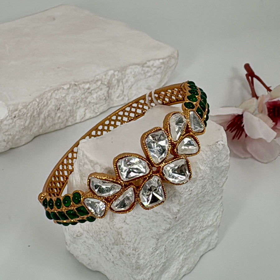 Green Moissanite Openable Bangle(Fits Size 2.2-2.6)