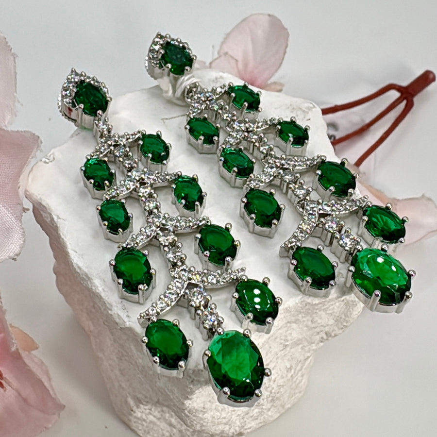 Green American Diamonds CZ Earrings