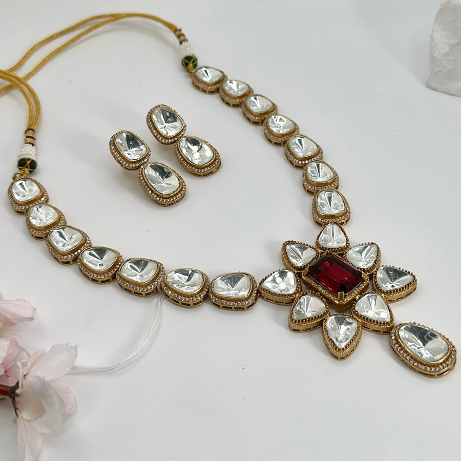 Ruby Kundan Necklace Set