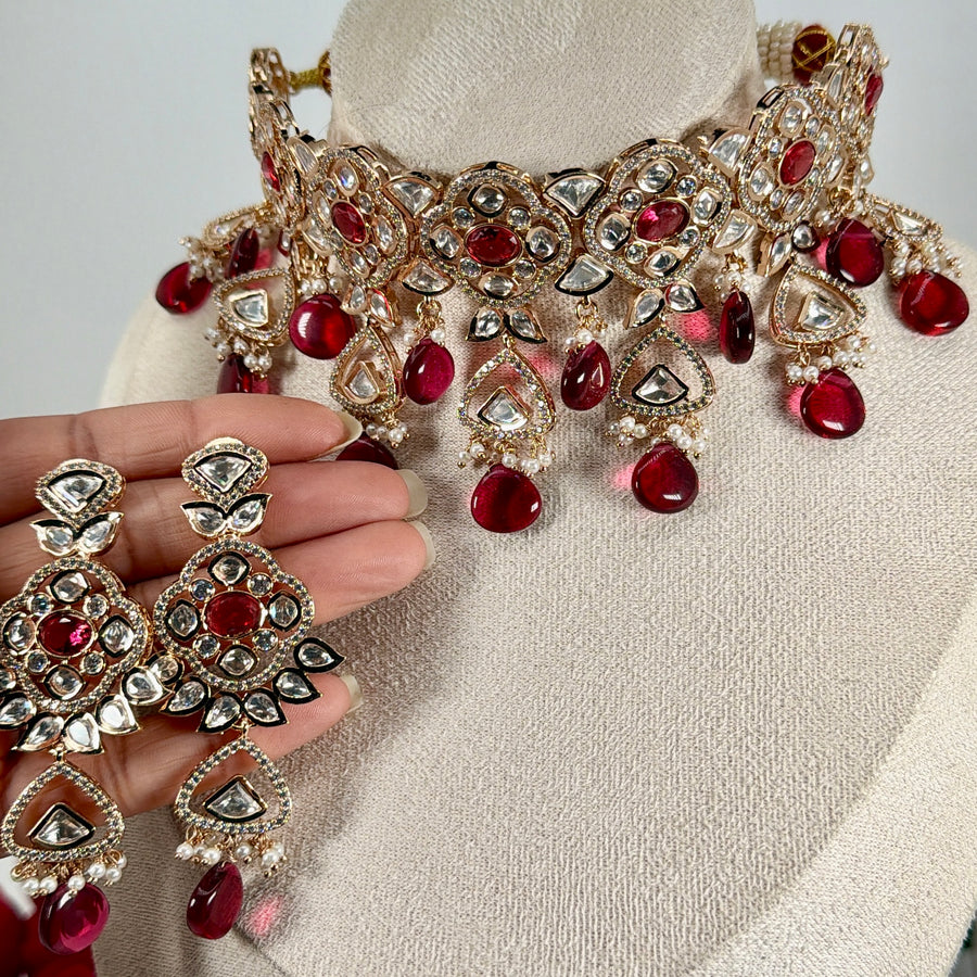 Ruby Polki Kundan Choker Necklace Set