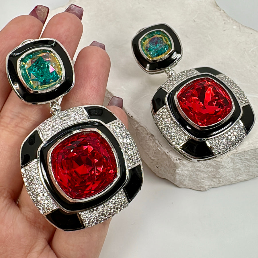 Red Swarovski Crystals Cubic ZirconiaEarrings