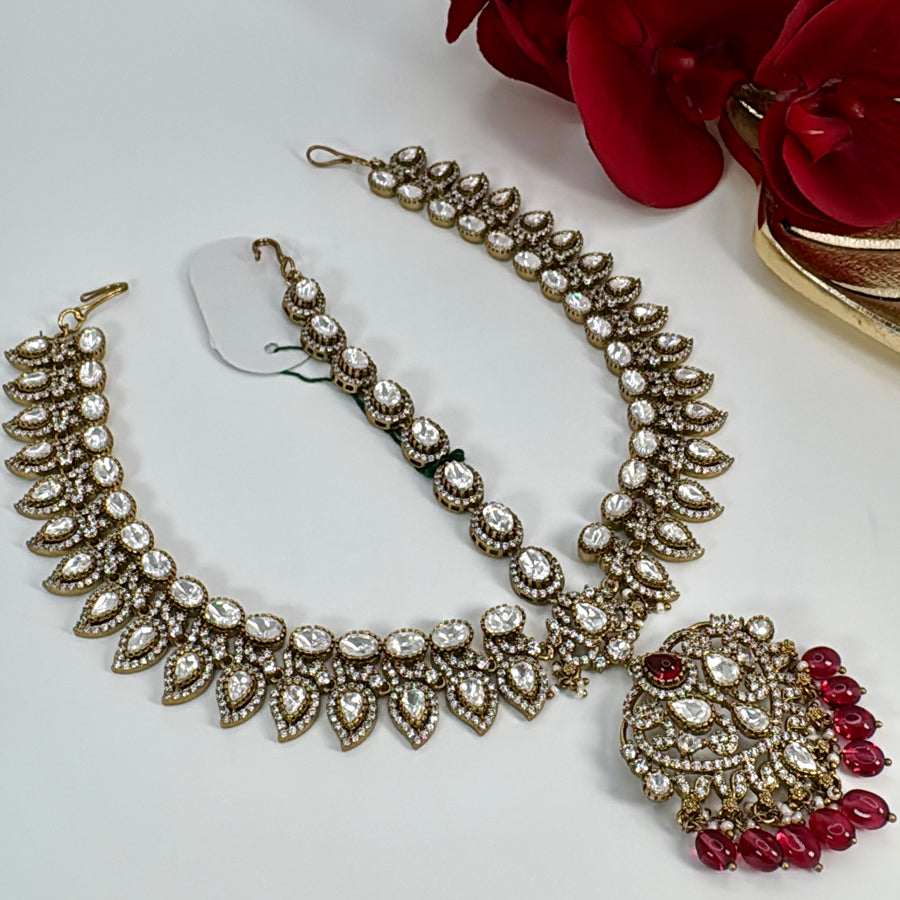 Ruby Moissanite Matha Patti Hair Accessory