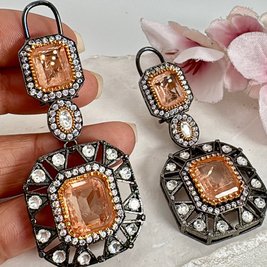 Peach Doublet Victorian Polish Earrings