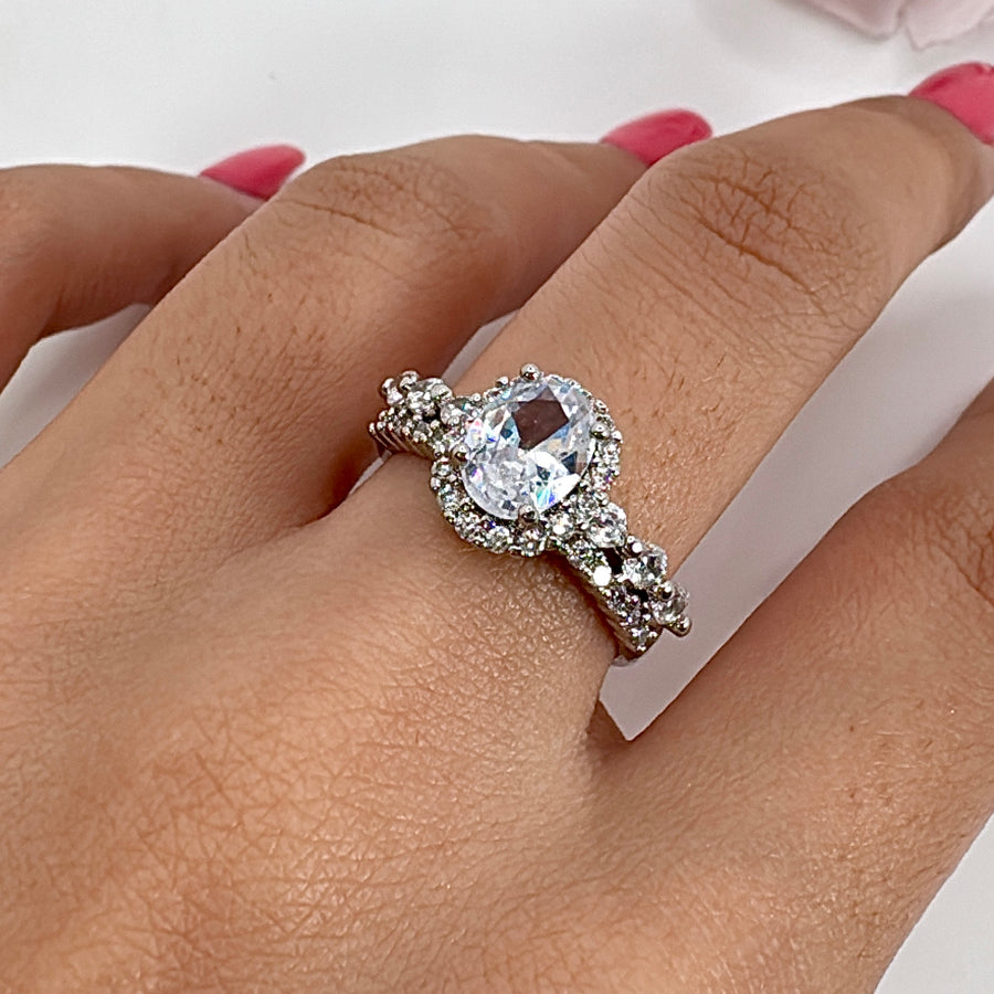 Clear American Diamonds Cubic Zirconia Adjustable Finger Ring- D1