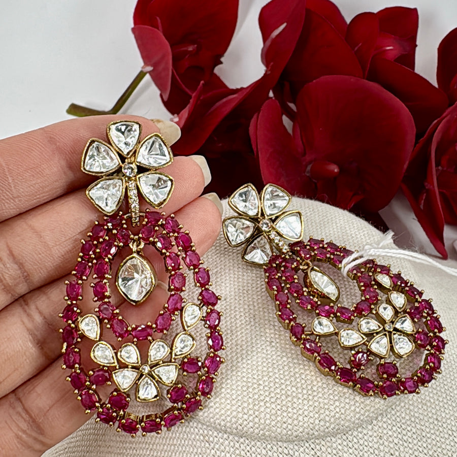 Ruby Moissanite Earrings