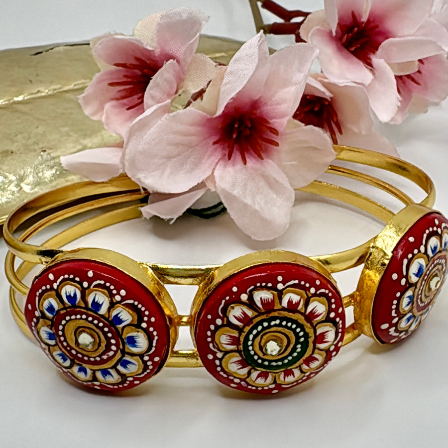 Red Tanjore Cuff