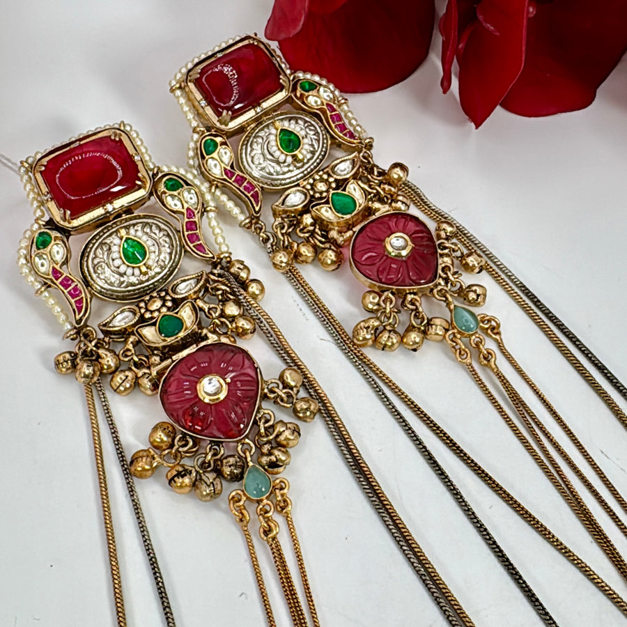 Ruby Doublet Kashmiri Earrings