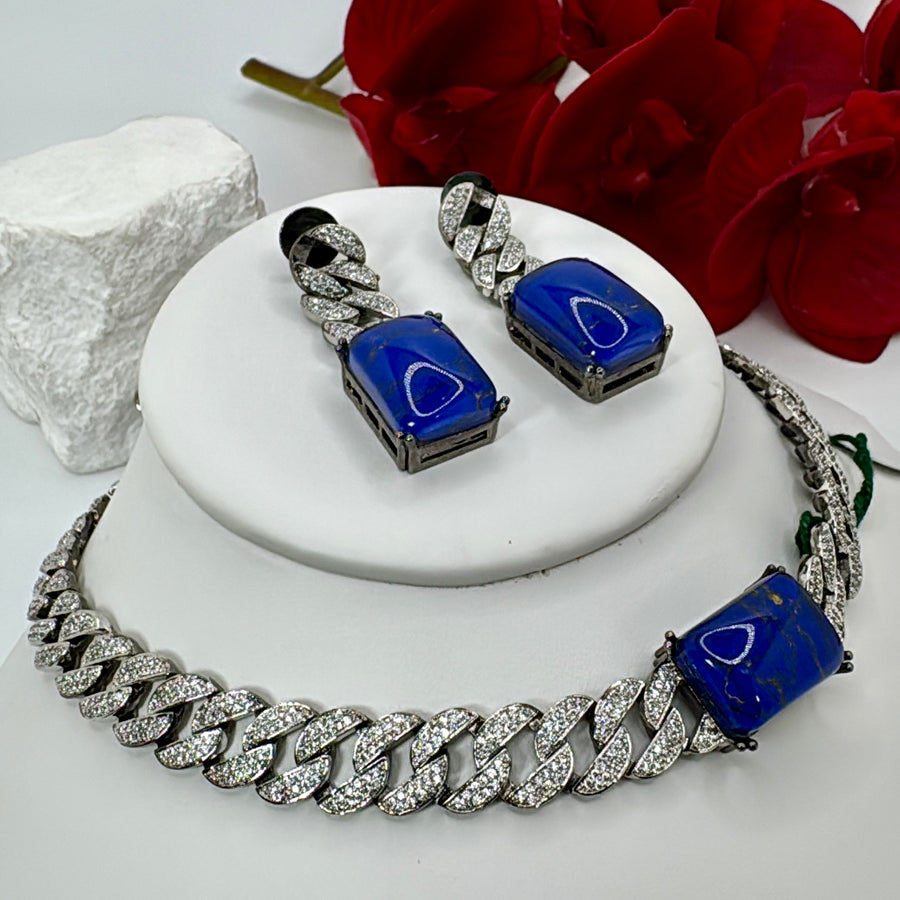 Blue Doublet Chic Victorian Polish Choker Necklace Set