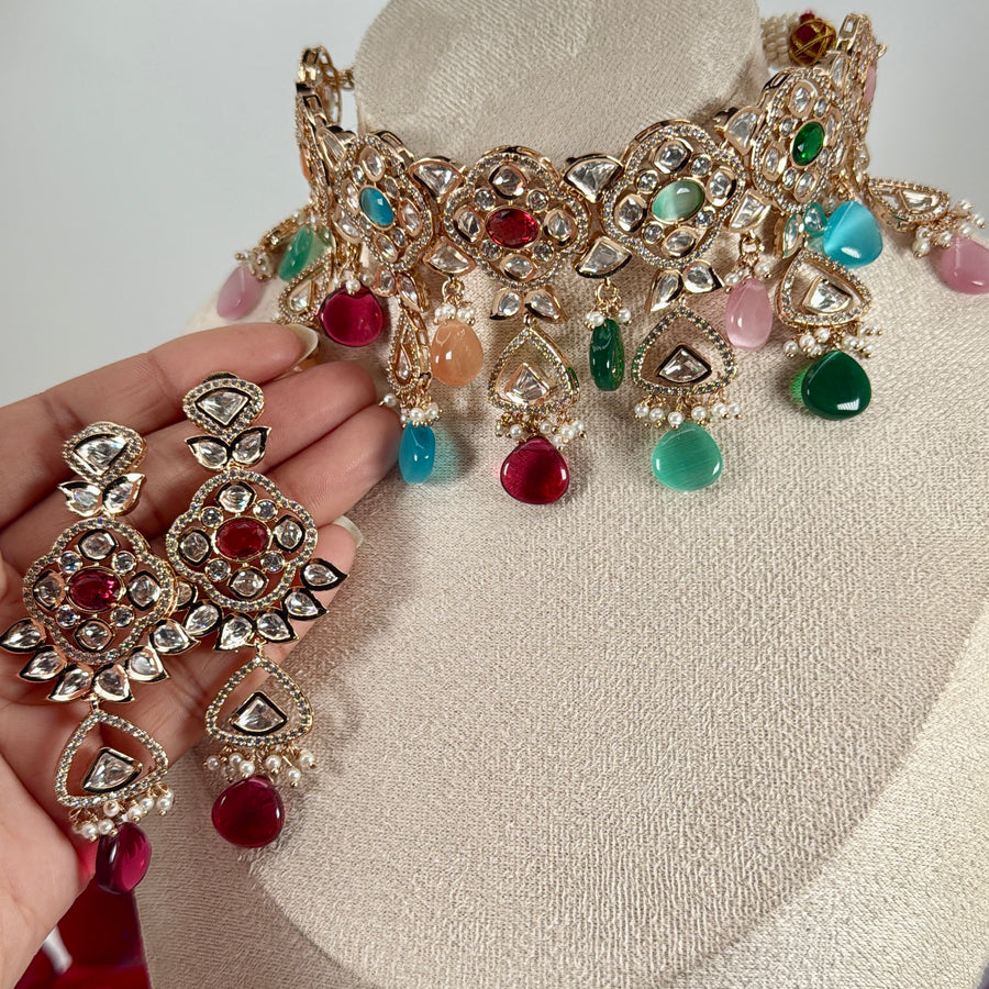 Multi Polki Kundan Chokers Necklace Set