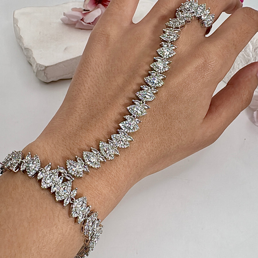 Clear American Diamonds Cubic Zirconia Adjustable Finger Bracelet
