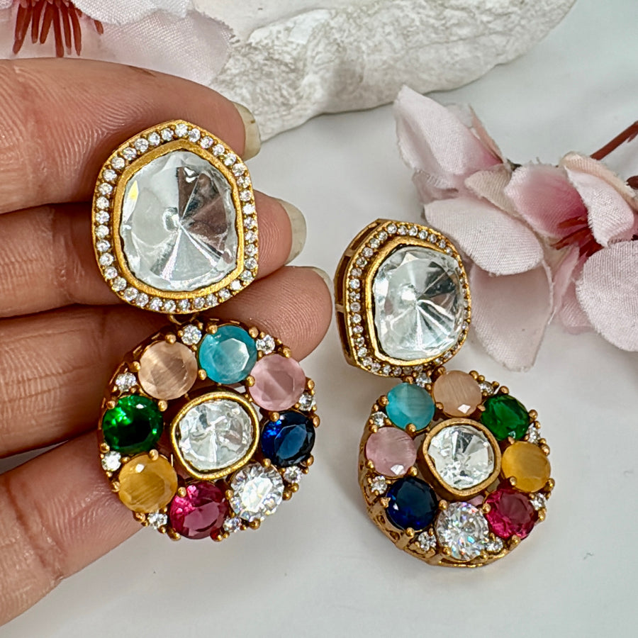 Multi Moissanite Dainty Earrings