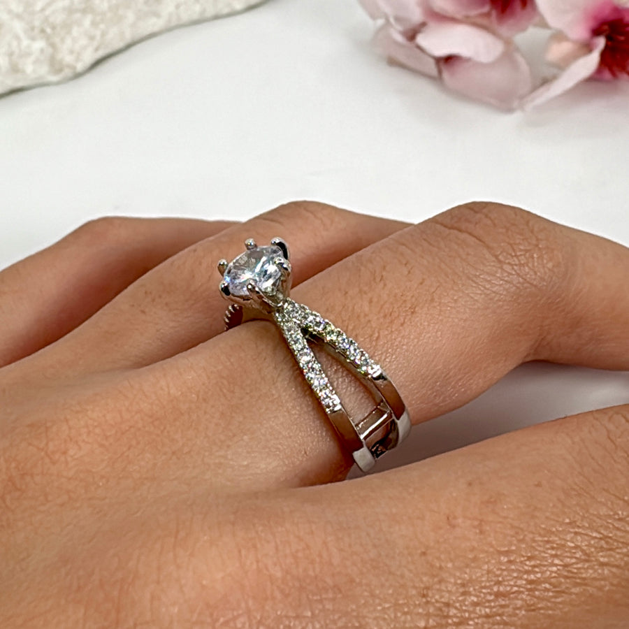 Clear American Diamonds Cubic Zirconia Adjustable Finger Ring- D2