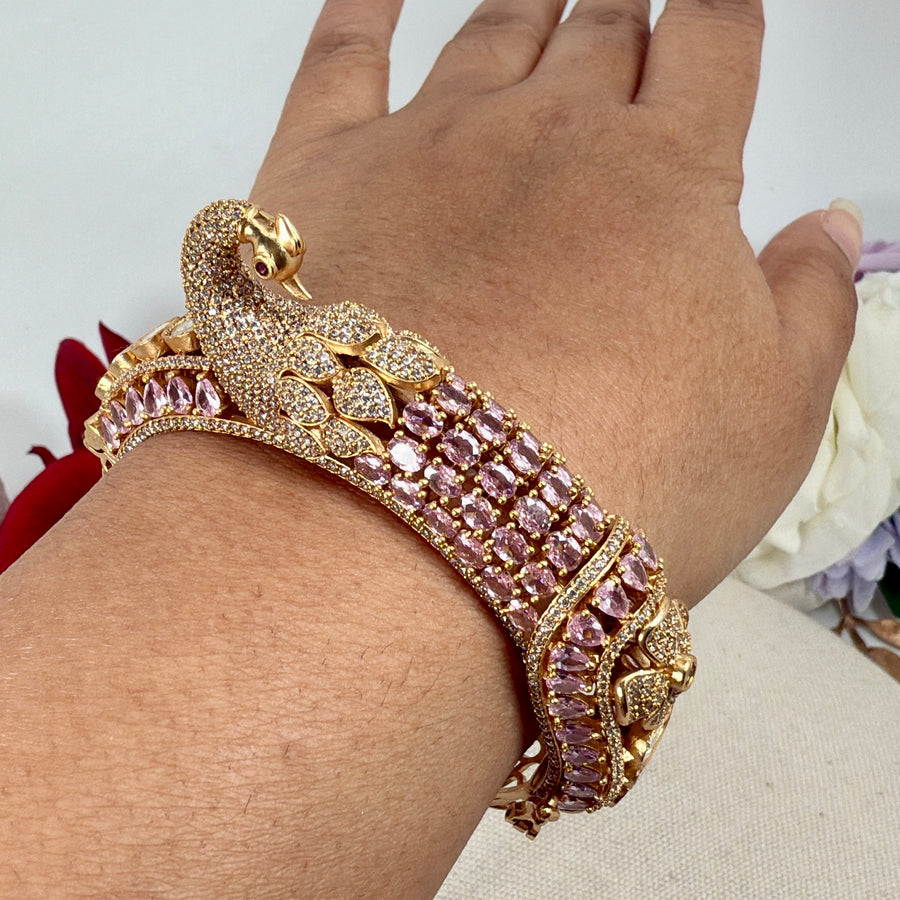 Pink Invisible Setting Moissanite Openable Bracelet( Fits Size 2.2-2.6)