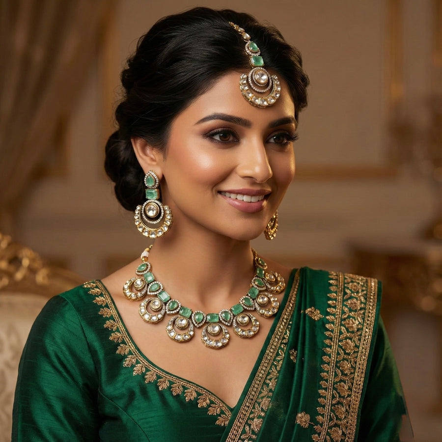 Mint Moissanite Bridal Necklace Set