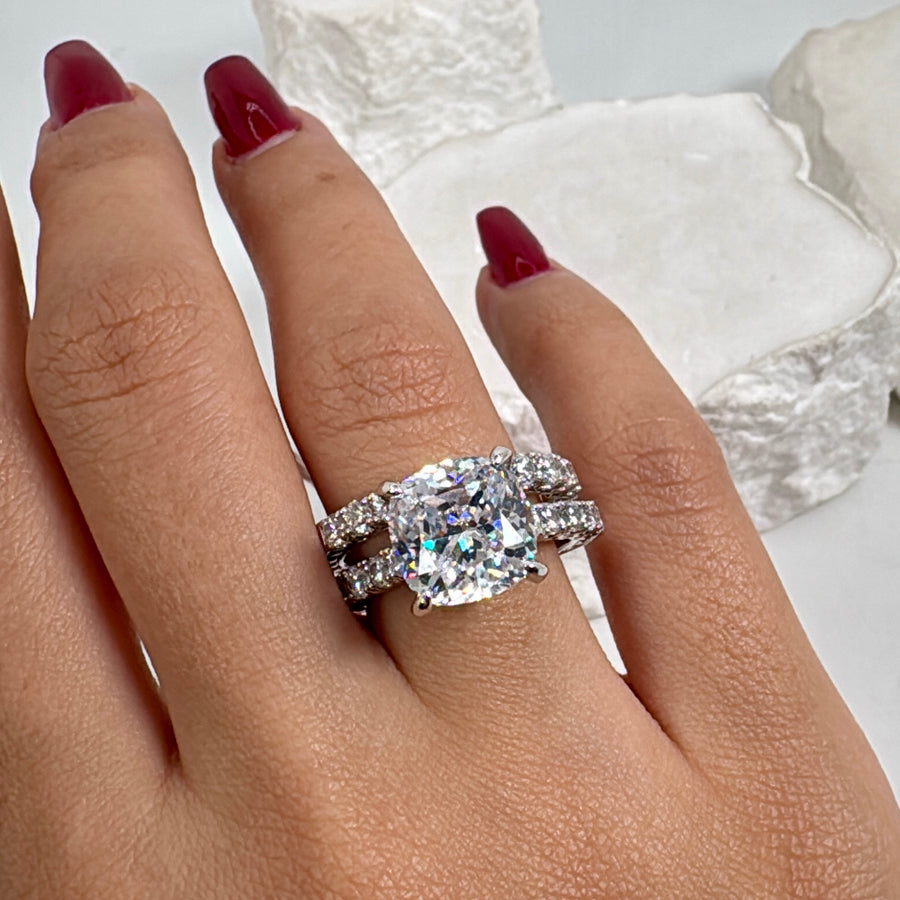Clear Italian Cubic Zirconia American Diamonds Solitaire Stackable Ring 2 Pc (Size 7)