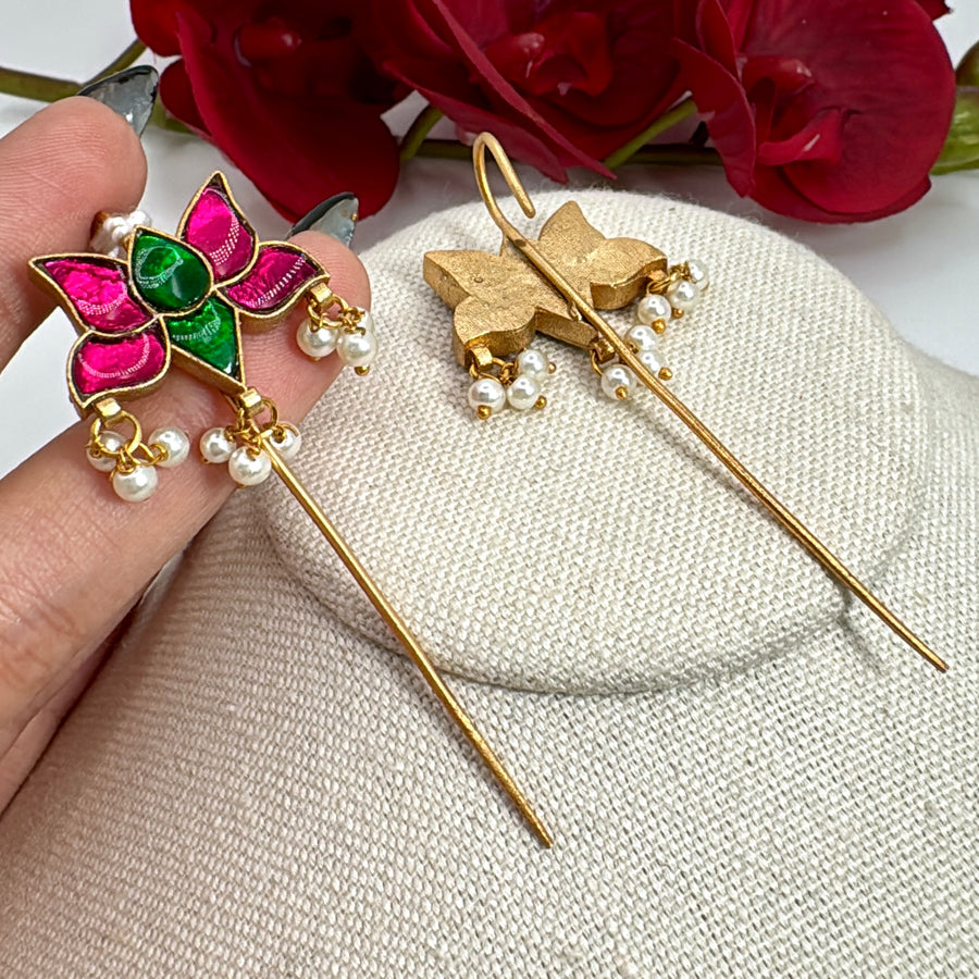 Ruby Green Paachi Jadau Cuff Earrings