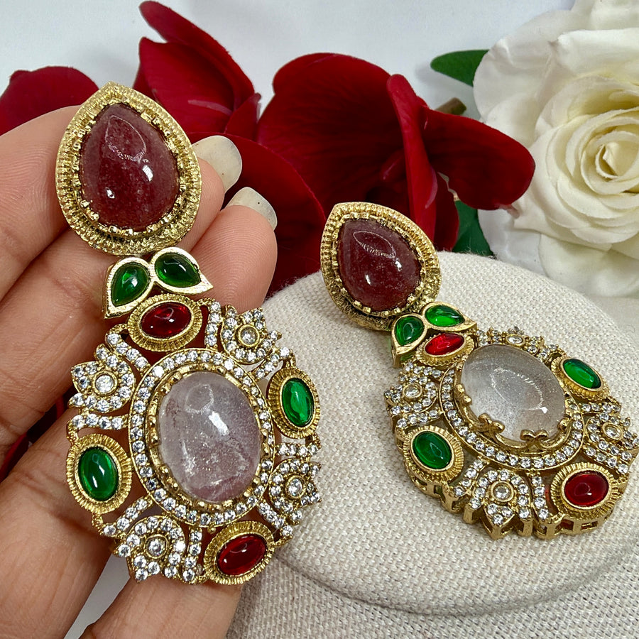 Multi Sabya Inspired Marble Doublet Earrings