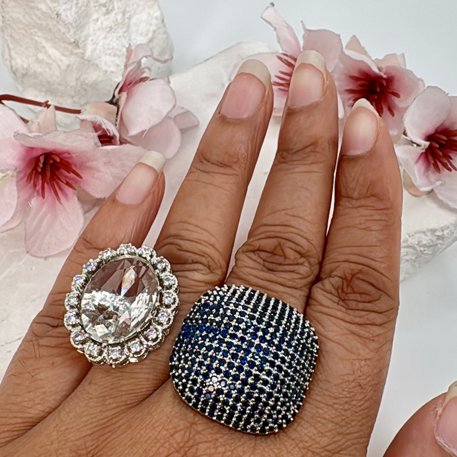 Blue Invisible Setting Adjustable Finger Ring