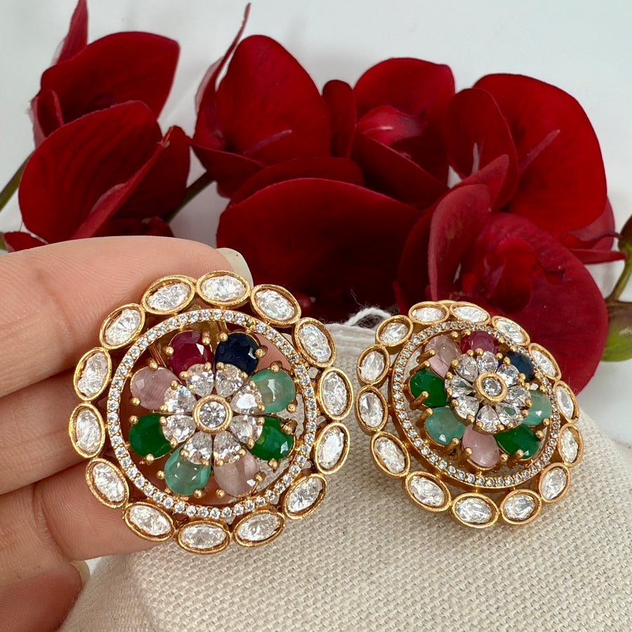 Multi Moissanite Doublet Stud Earrings