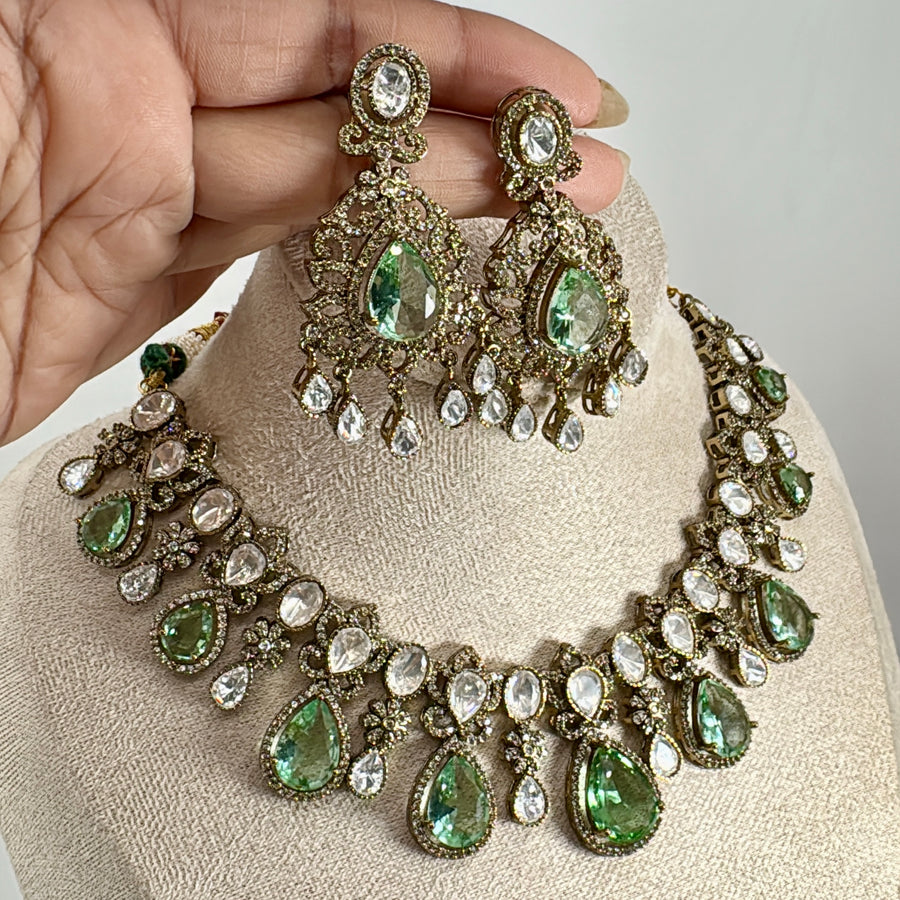 Mint Moissanite Necklace Set