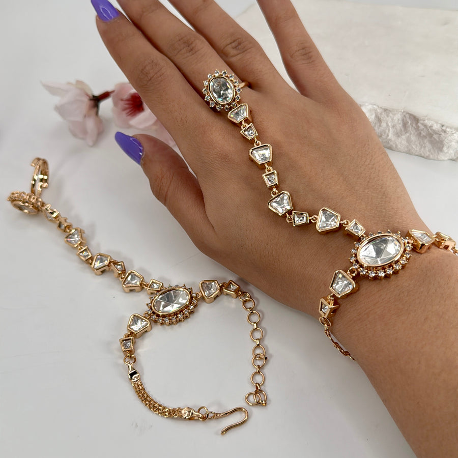 Clear Moissanite Finger Bracelet Pair