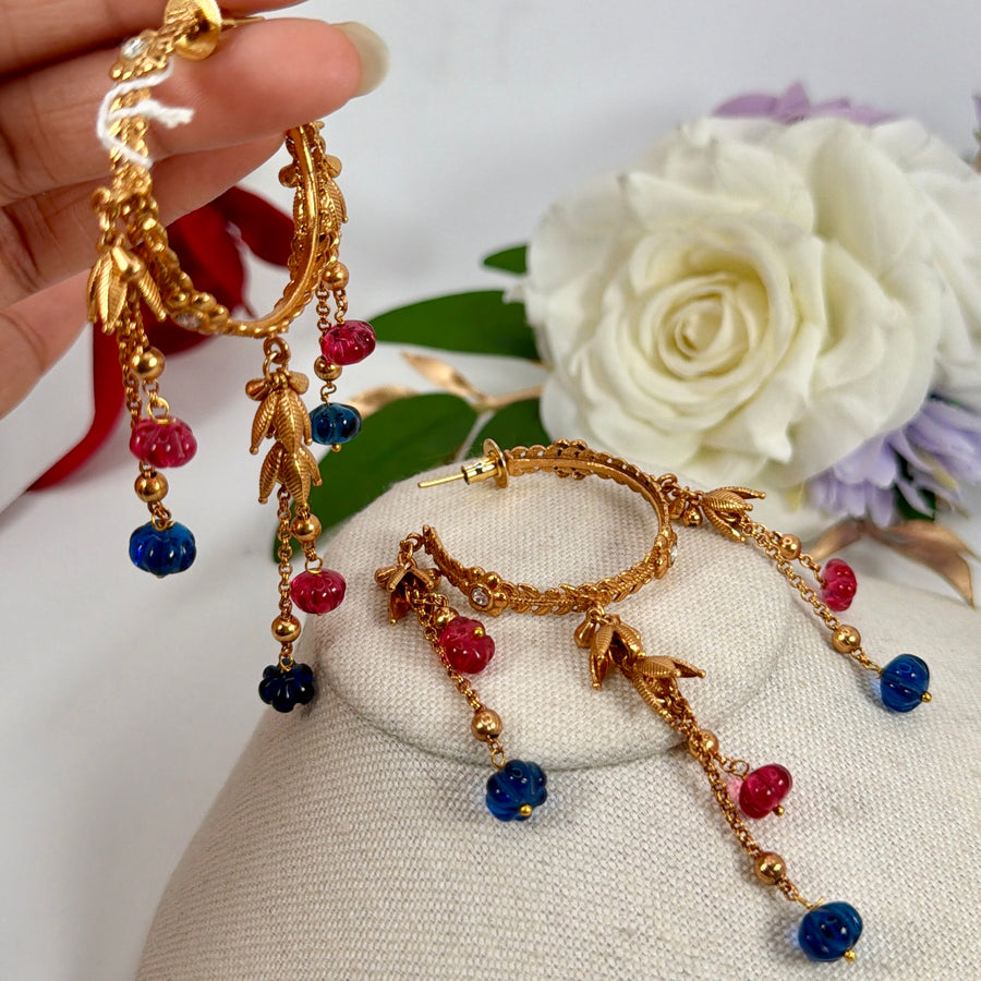 Ruby Blue Apala Inspired Lightweight Hoop Earrings