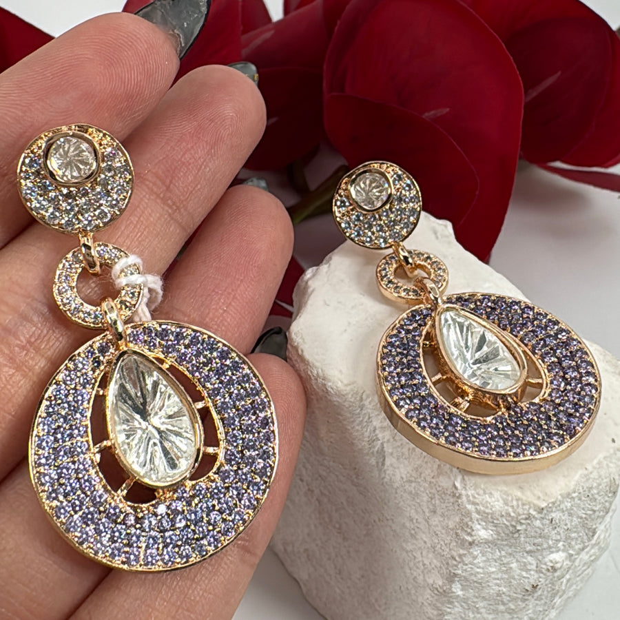 Purple Invisible Setting Moissanite Earrings