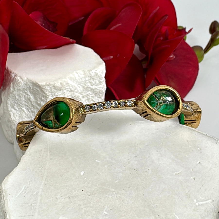 Green Marble Doublet Stone Non Openable Bangle (Size 2.6)