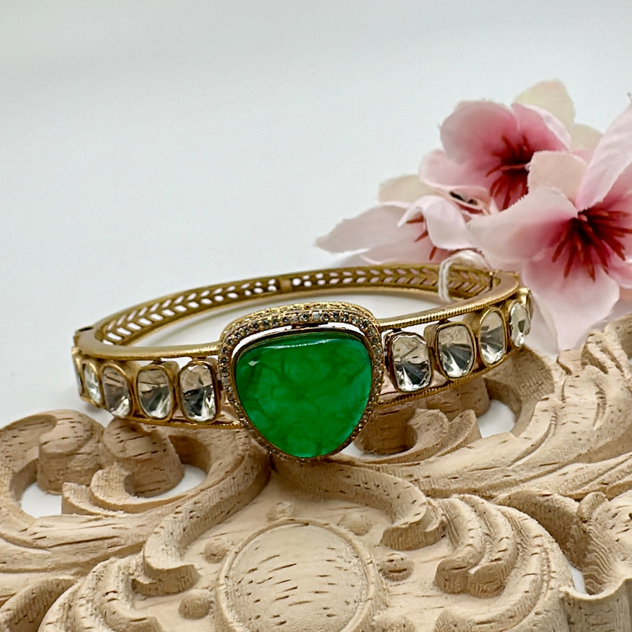 Green Doublet & Moissanite Bracelet(Fits Size 2.2-2.6)