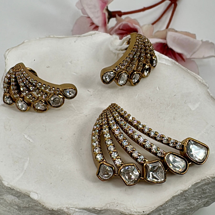 Clear Moissanite Kundan Pendant Set