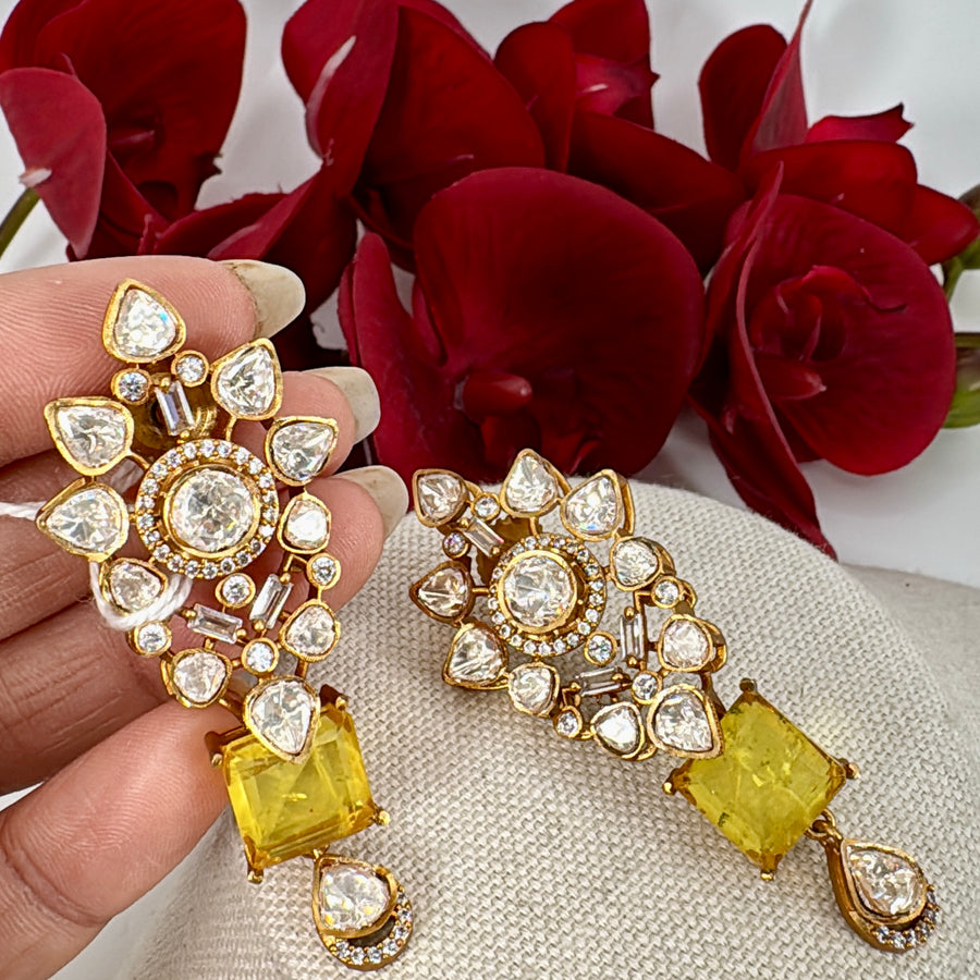 Yellow Doublet Moissanite Earrings