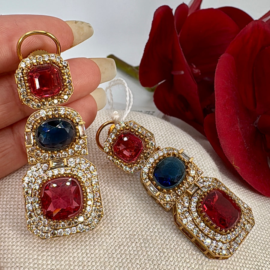 Red & Purple Cubic Zirconia Earrings