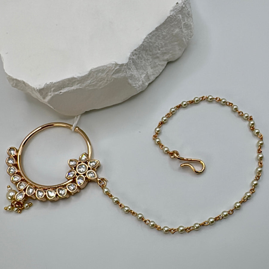 Clear Polki Nath Nose Accessories