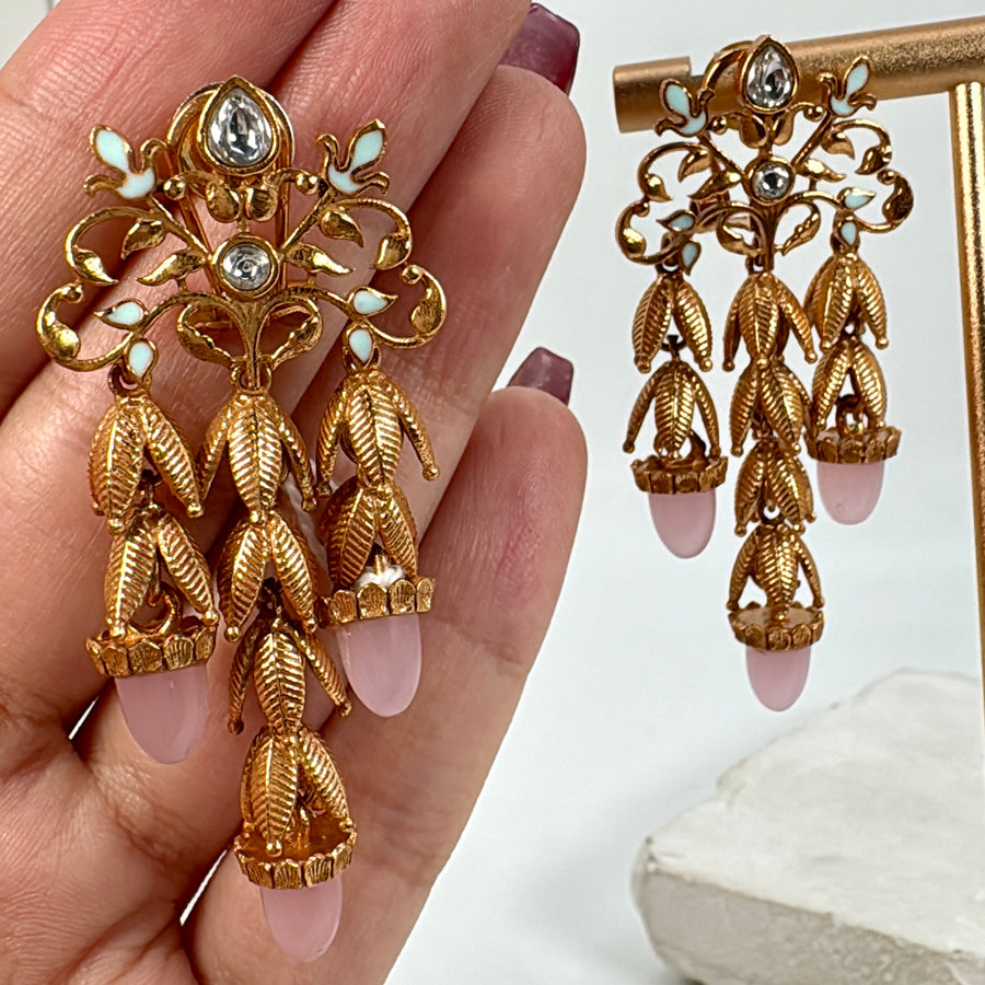 Pink Apala Inspired Kundan Earrings