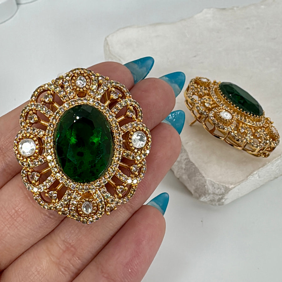 Green Doublet Moissanite Stud Earrings