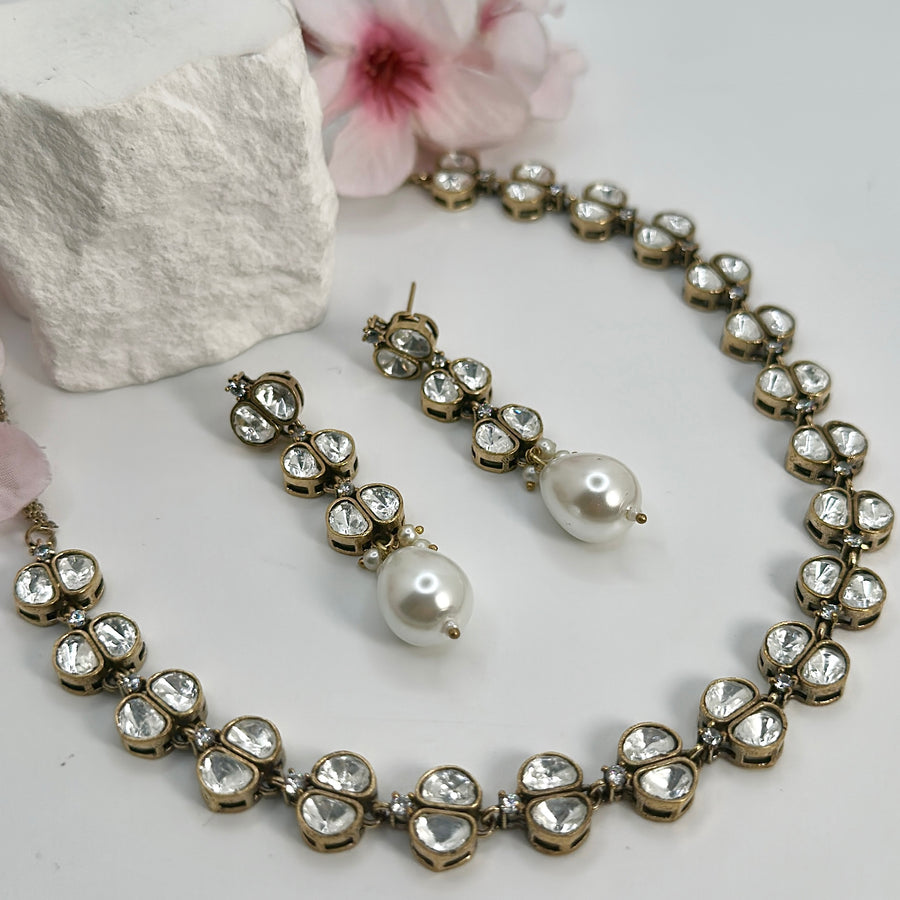 Clear Single Line Moissanite Necklace Set