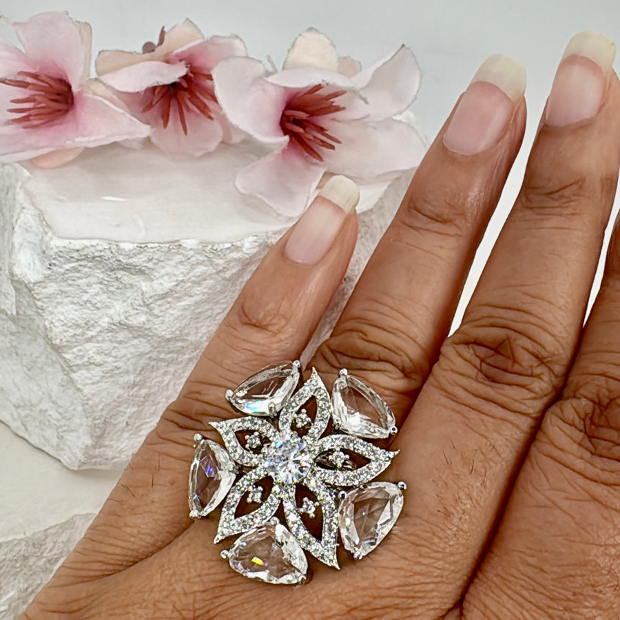 Clear American Diamonds Cubic Zirconia Adjustable Finger Ring
