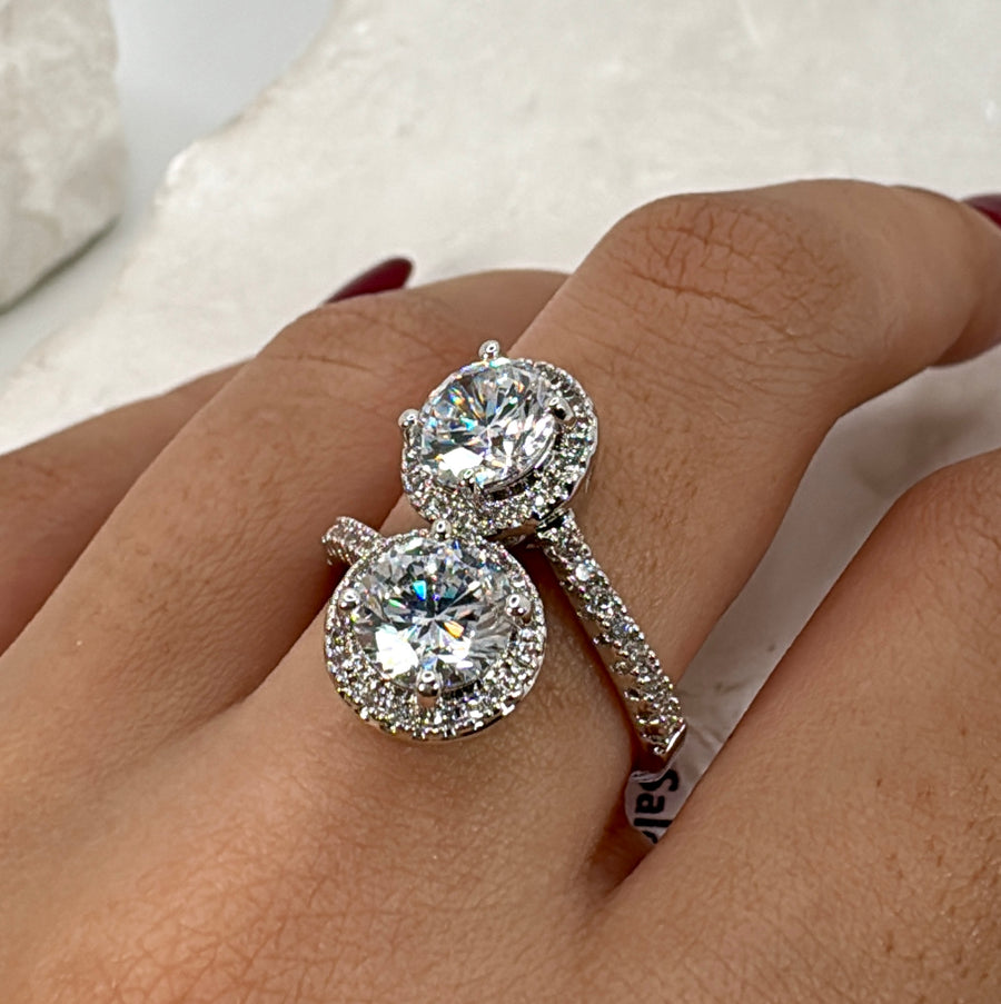 Clear Italian Cubic Zirconia Adjustable Finger Ring