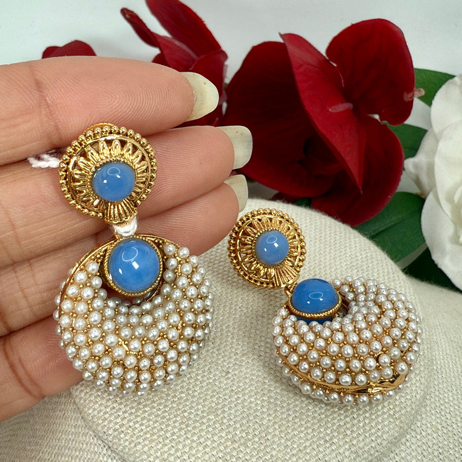 Blue Pearl Dainty Earrings