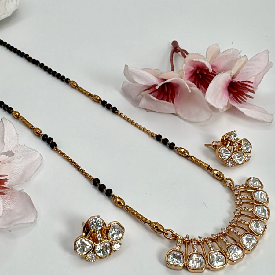 Clear American Diamonds/CZ Mangalsutra Necklace Set